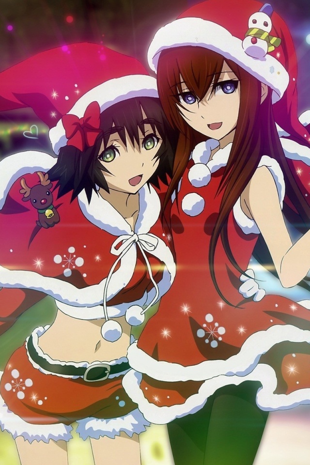 Christmas anime wallpaper.Steins Gate iPhone 4 wallpaper.640x960 Android Phone Christmas Wallpaper
