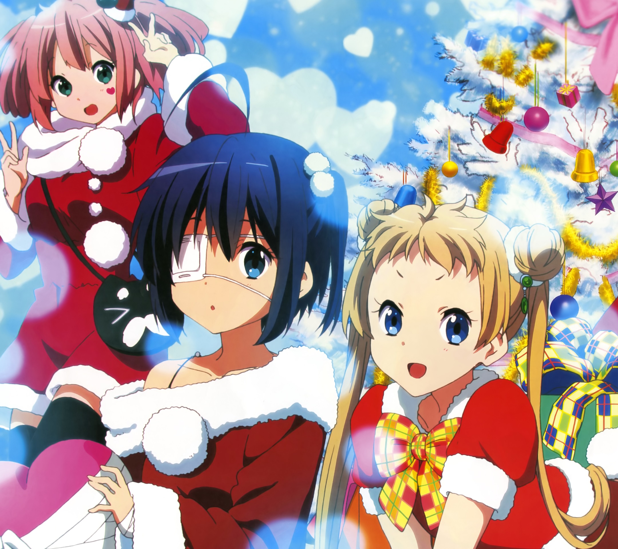 Christmas anime.Chuunibyou Android wallpaper.2160x1920