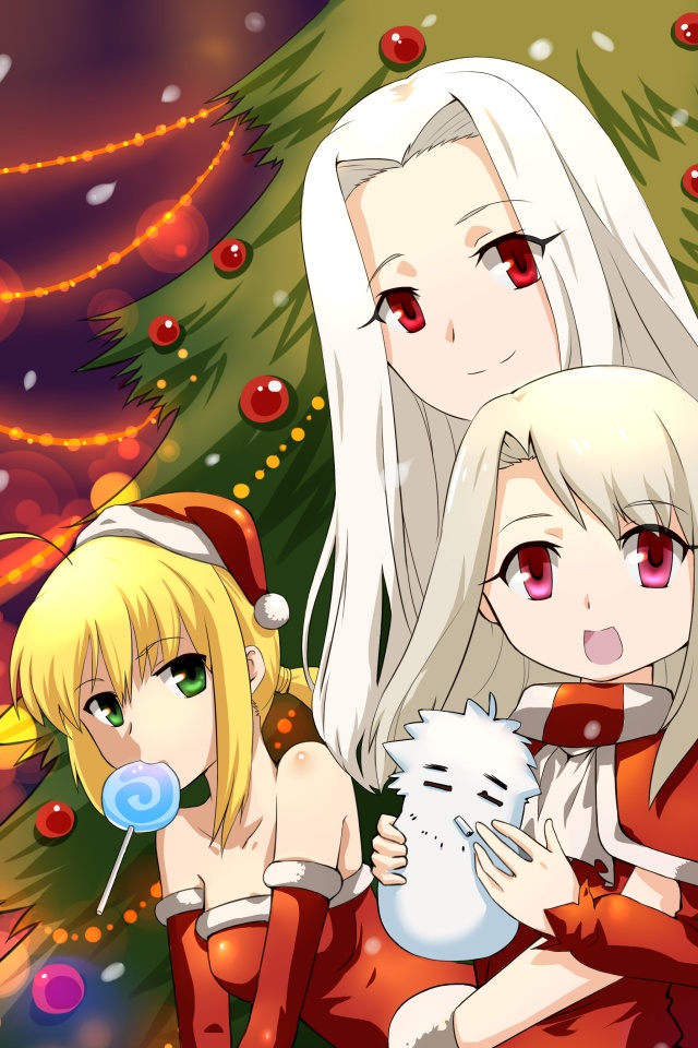 Christmas Anime Girl Snow White Hair 4K Wallpaper iPhone HD Phone #9580h