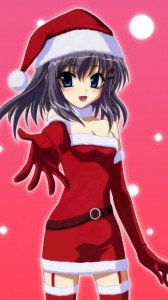 Christmas anime wallpaper.Nokia C6 wallpaper.360x640