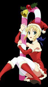 Christmas anime wallpaper.Saber Nokia E7 wallpaper.360x640