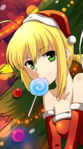 Christmas anime wallpaper.Saber.Fate Zero Nokia X6 wallpaper.360x640
