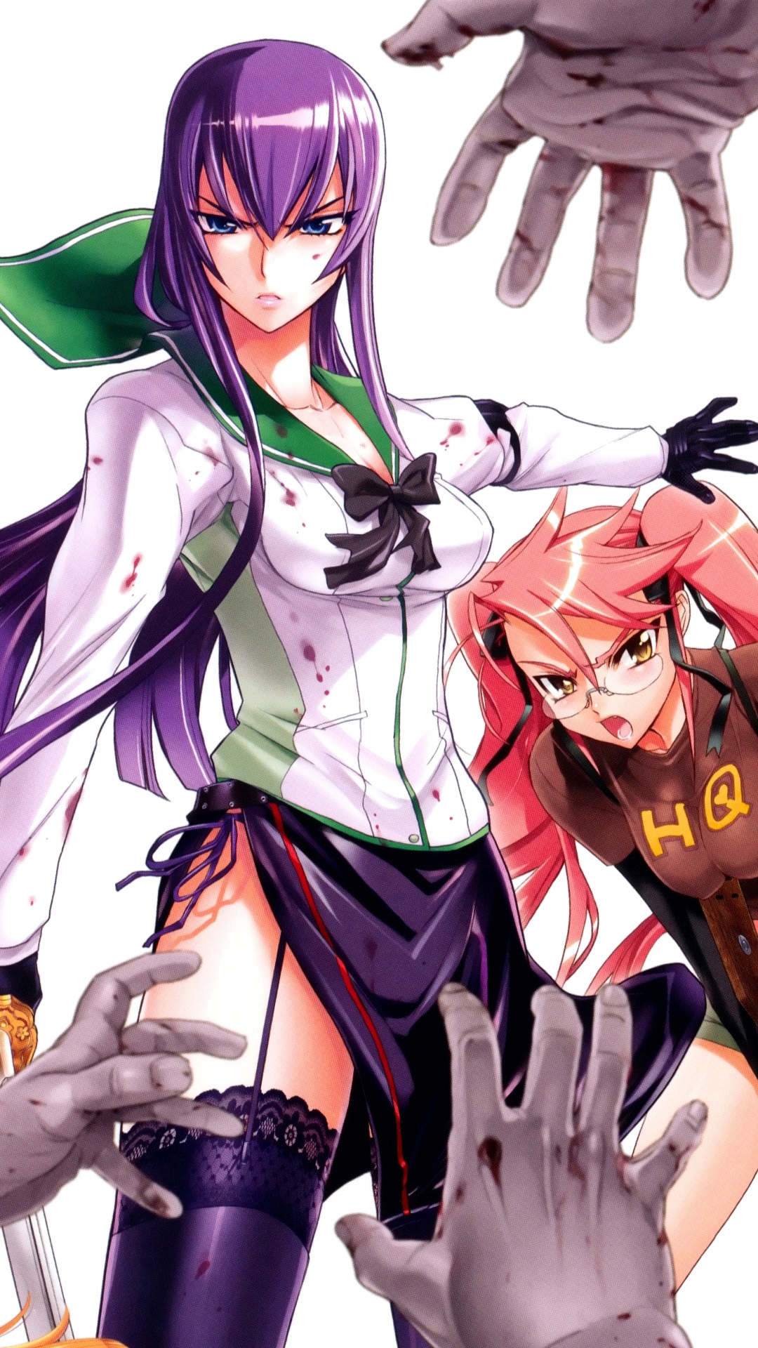 Highschool of the Dead Saeko Busujima Saya Takagi.HTC One wallpaper