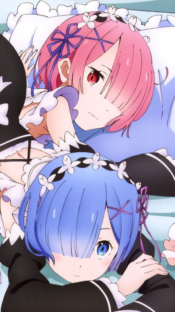 Ram and Rem 720x1280 anime wallpaper