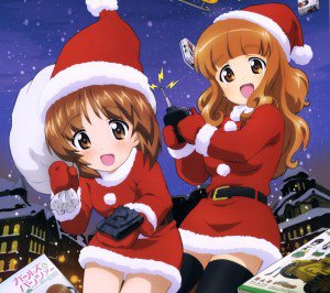 Christmas anime 2017 Girls und Panzer Miho Nishizumi Saori Takebe.Android wallpaper 2160x1920