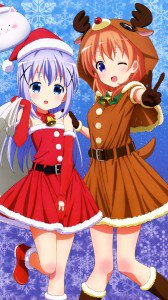 Christmas anime 2017 Gochumon wa Usagi Desu ka Cocoa Hoto Chino Kafu.iPhone 7 Plus wallpaper 1080x1920