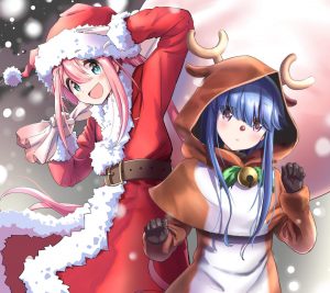 Christmas 2021 Nadeshiko Kagamihara Rin Shima.Android wallpaper 2160x1920
