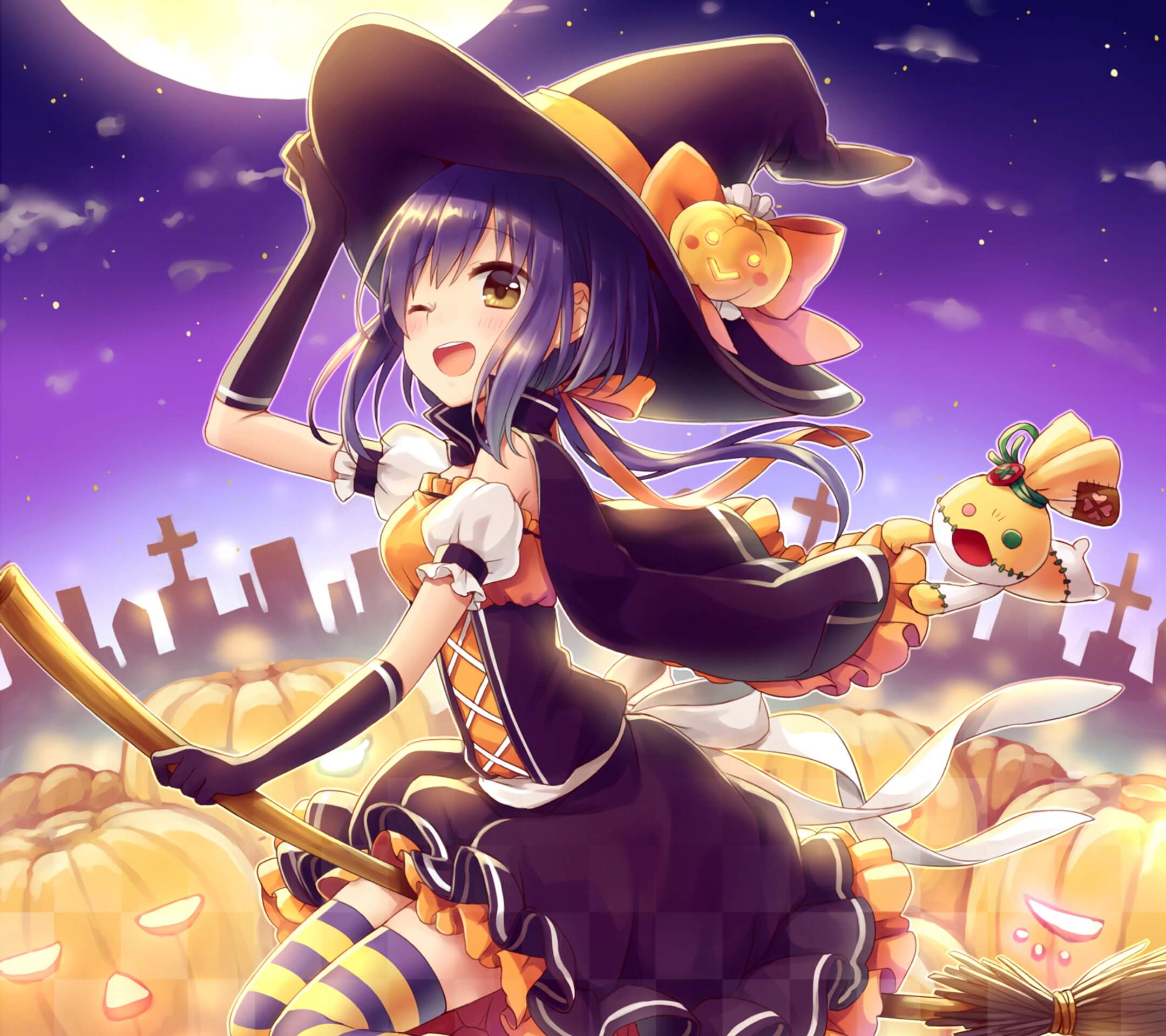 Halloween Anime.Android wallpaper 2160x1920 (4)