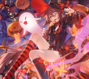 Halloween anime Genshin Impact.Android wallpaper 2160x1920